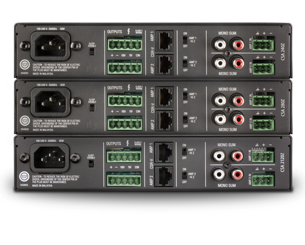 CSA240Z 2CH 40W POWER AMPLIFIER, FANLESS, 4OHM/8OHM/70V/100V, 1RU HALF-RACK, MOUNTING KIT